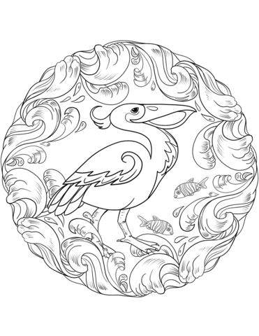 Pelican Mandala Coloring Page